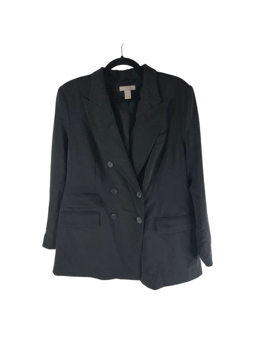 H&M Black Double-Breasted Blazer Jacket Womens Size L